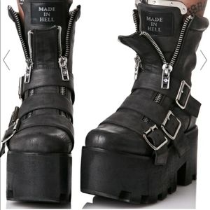 Current Mood Dolls Kill Black Detroit Platform Boots NEW